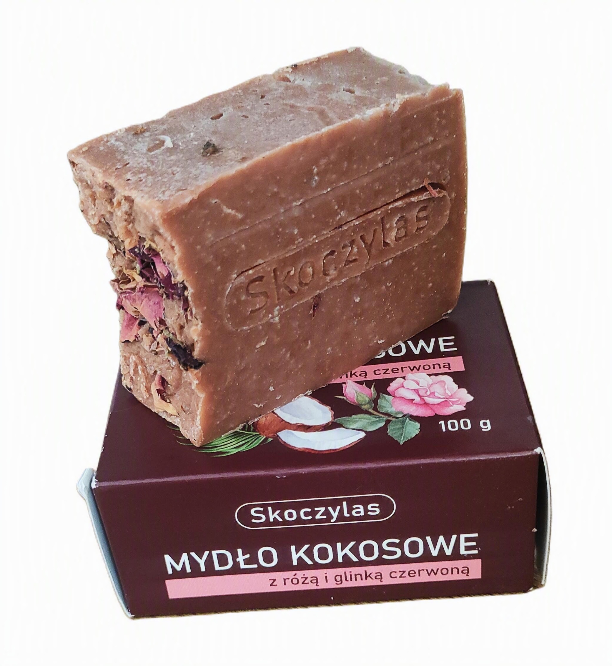 Mydło kokosowe z różą i glinką czerwoną. Skoczylas